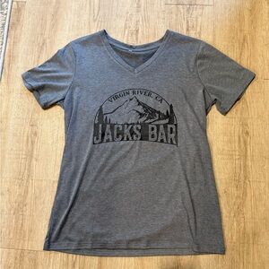 Gray Virgin River Graphic V-neck T-Shirt